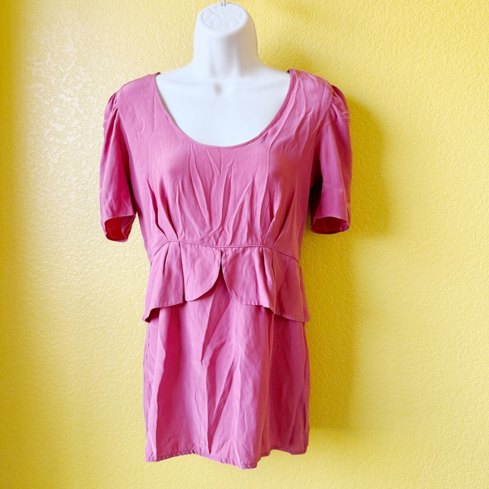 Stella McCartney for C&A Salmon Pink Ruffle Peplum Silky Zipper Back Shirt